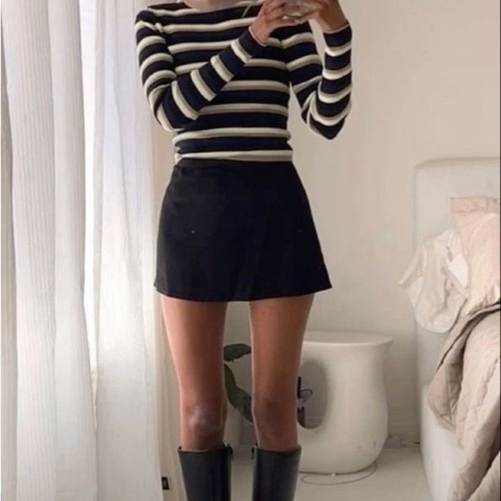 French Connection Black and White Skater Mini Skirt